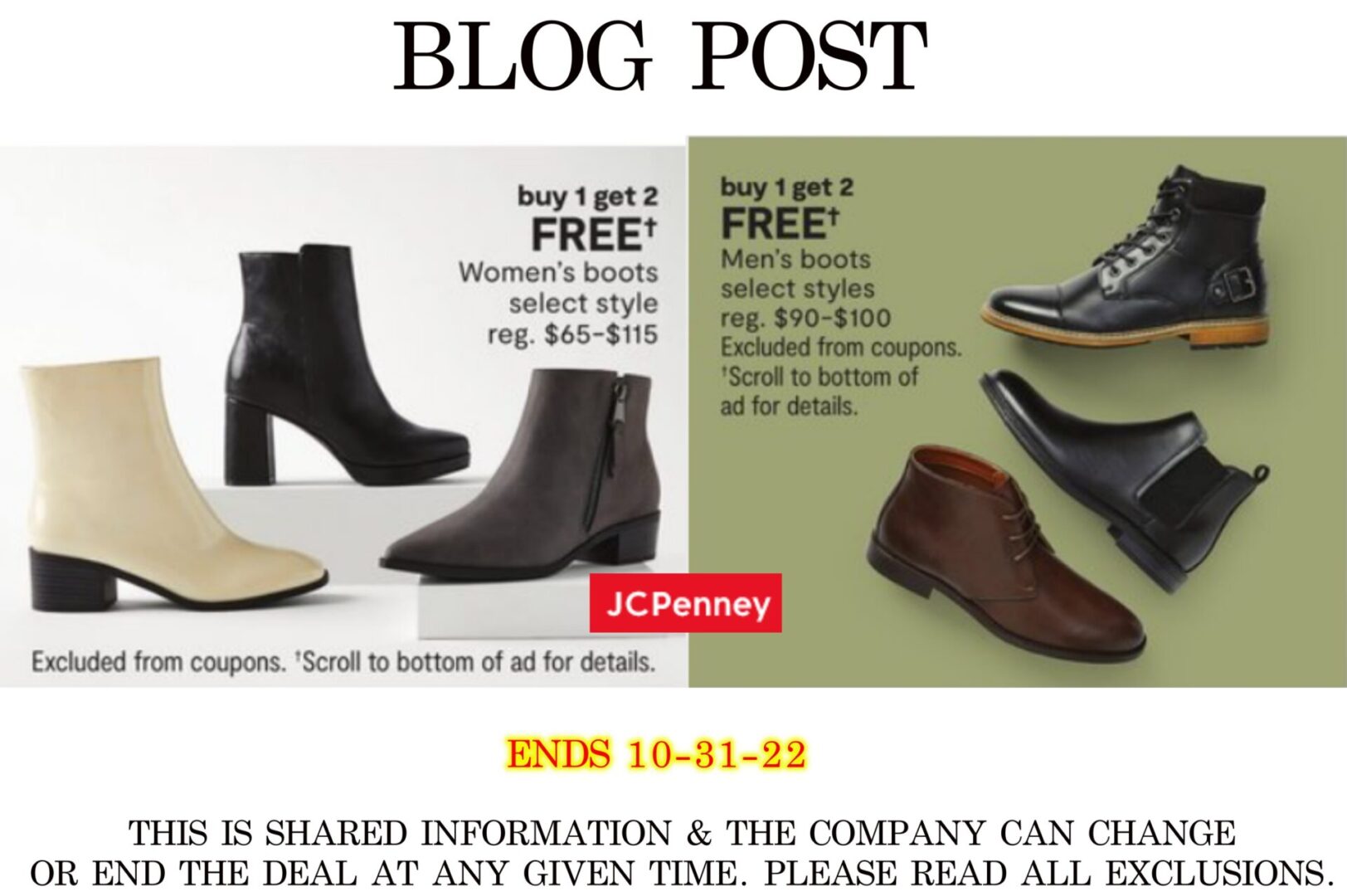 jcpenney buy one get two boots